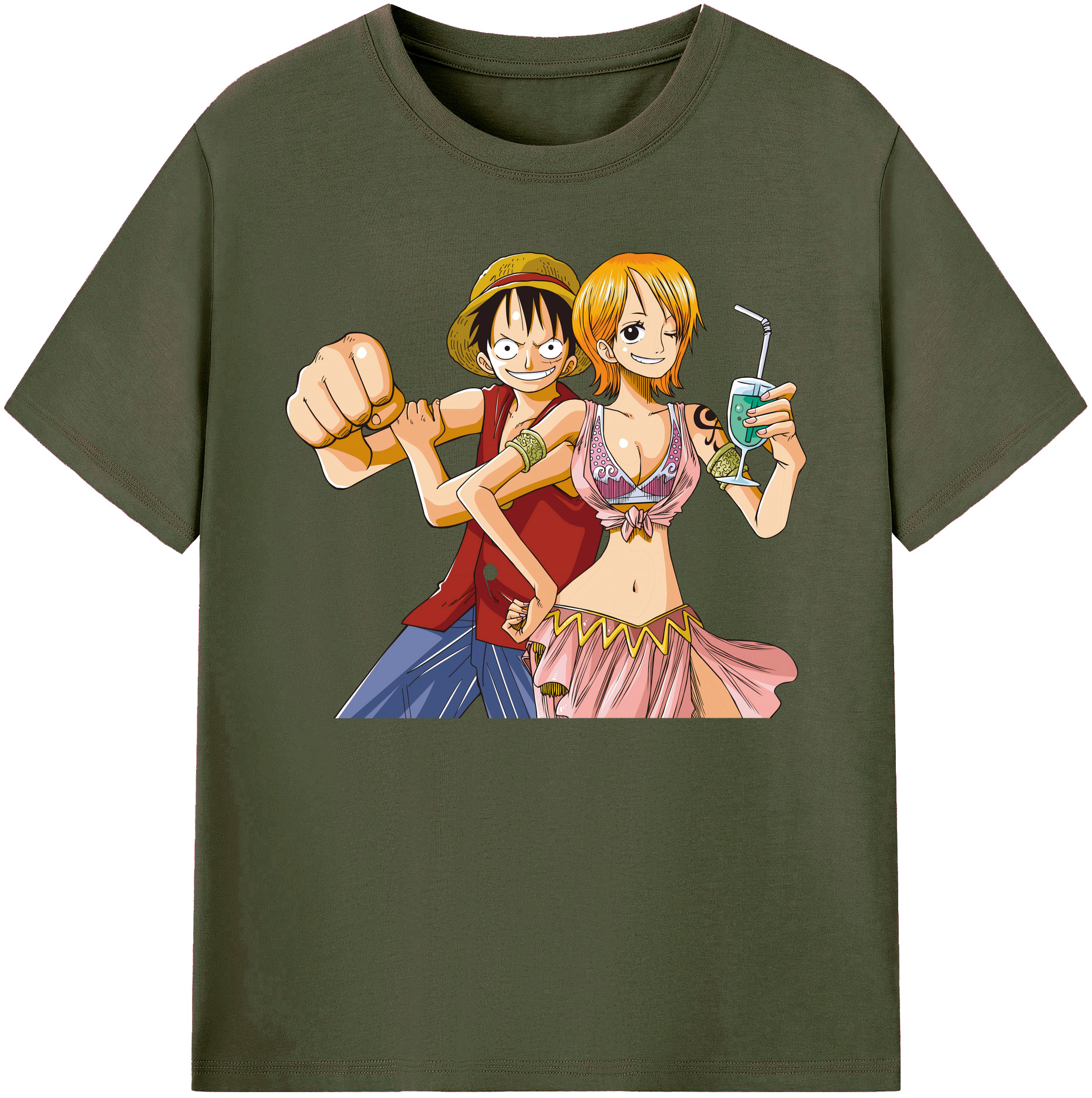 ワンピース モンキー・D・ルフィ ONE PIECE Monkey D. Luffy 綿100％ メンズ半袖Tシャツ｜肌触りやわらか＆通気性